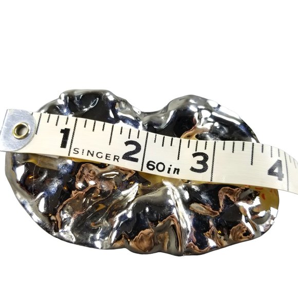 Charmant Brutalist Women's Belt Buckle Polished Lucky Silver Nugget 80s Design - Picture 4 of 6